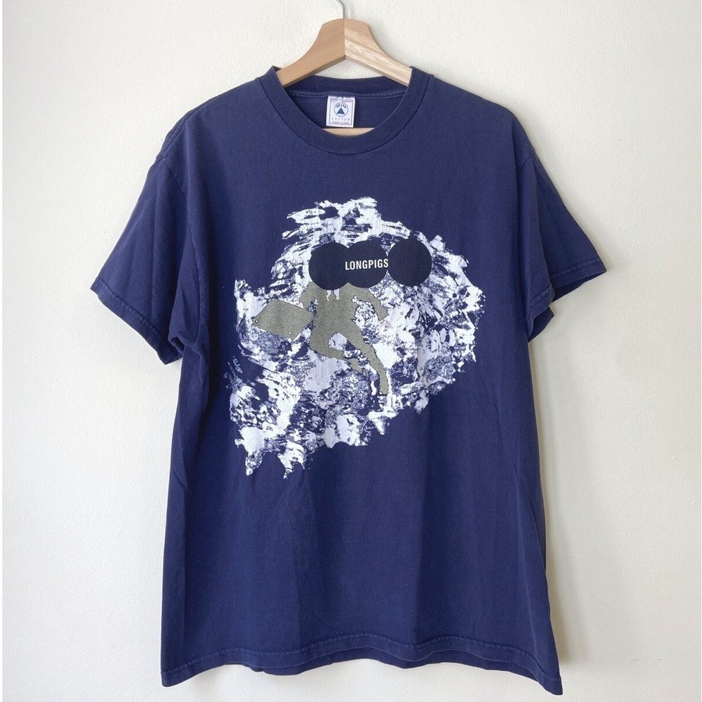 Vintage 90's Longpigs British Alt Rock Band Music‎ Art Navy Tee Shirt - Large
